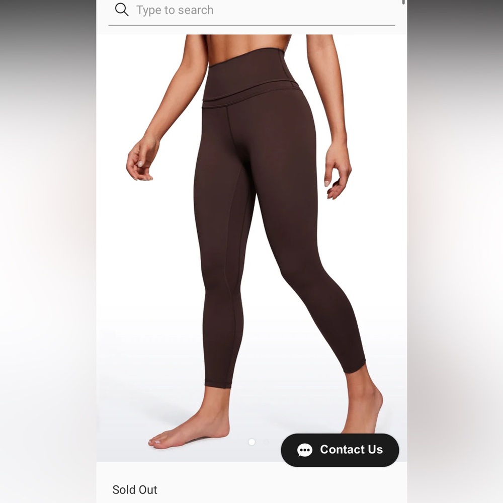 CRZ Yoga High-Waisted Leggings - Hot Fudge Brown